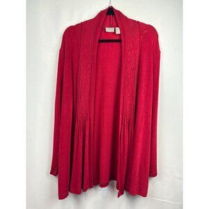 Women’s Chico’s Travelers Size 2XL Bright Red Long Sleeve Cardigan with Ribbed D